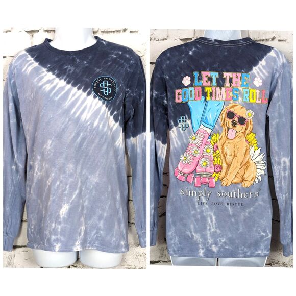 SIMPLY SOUTHERN Long Sleeve Pet Rescue "Let the Good Times Roll" Tee Small - Picture 1 of 5